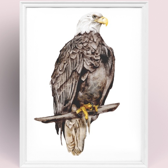 Watercolor Wall Art Print Eagle Portrait Unframed - Picture 3 of 13